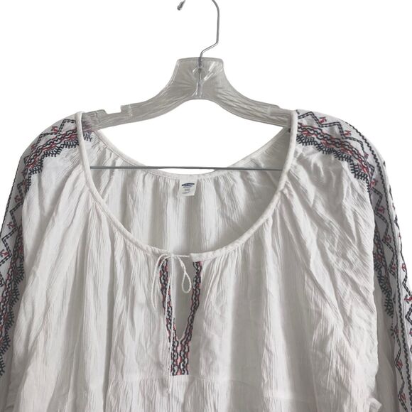 Old Navy Women's Peasant Blouse Size XXL Embroidered Geometric Boho 100% Rayon - Picture 4 of 9
